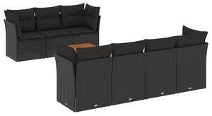 VidaXL Polyrattan Kerti Ülőgarnitúra - 8 részes - Fekete