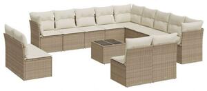 VidaXL Polyrattan Kerti Ülőgarnitúra - Bézs - 14 részes