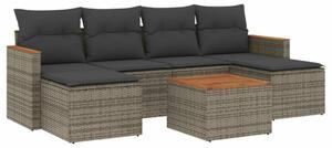 VidaXL Polyrattan Kerti Ülőgarnitúra - 7 részes - Szürke
