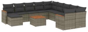 VidaXL Polyrattan Kerti Ülőgarnitúra - 12 részes - Szürke