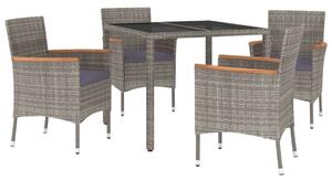 Polyrattan Kerti Étkezőgarnitúra - 5 részes - Szürke