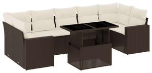 Polyrattan Kerti Ülőgarnitúra - 8 részes - Barna
