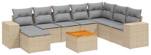 VidaXL Polyrattan Kerti Ülőgarnitúra - 9 részes - Bézs