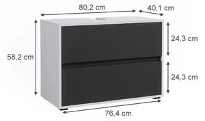 Vicco Maltin mosdószekrény, 80 cm, fehér / antracit