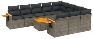 VidaXL Polyrattan Kerti Ülőgarnitúra - 11 részes - Szürke