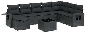 VidaXL Polyrattan Kerti Ülőgarnitúra - 9 részes - Fekete