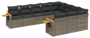 Polyrattan Kerti Ülőgarnitúra - 10 részes - Szürke