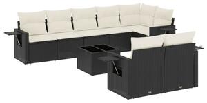 VidaXL Polyrattan Kerti Ülőgarnitúra - 9 részes - Fekete
