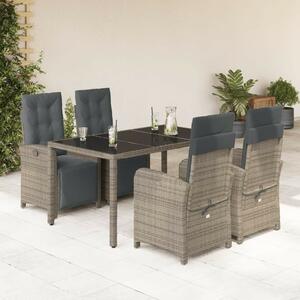 VidaXL 5 részes Szürke Polyrattan Kerti Étkezőgarnitúra