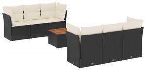 VidaXL Polyrattan Kerti Ülőgarnitúra - 7 részes - Fekete
