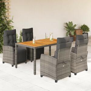 VidaXL Polyrattan Kerti Étkezőgarnitúra - 5 részes - Szürke