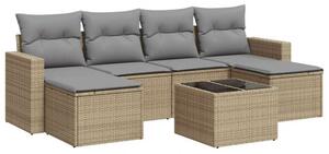 VidaXL Polyrattan Kerti Ülőgarnitúra - 7 részes - Bézs