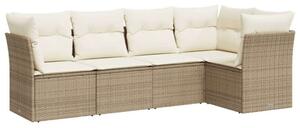 VidaXL Polyrattan Kerti Ülőgarnitúra - 5 részes - Bézs