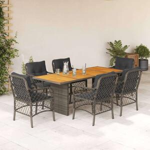 VidaXL Kerti Étkezőgarnitúra - Polyrattan - 7 részes - Szürke