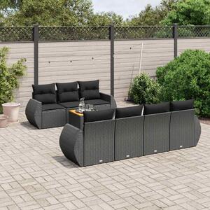 VidaXL Polyrattan Kerti Ülőgarnitúra - 8 részes - Fekete