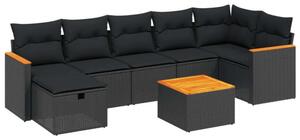 VidaXL 8 részes Kerti Ülőgarnitúra - Fekete Polyrattan