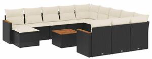 VidaXL Polyrattan Kerti Ülőgarnitúra - 13 részes - Fekete