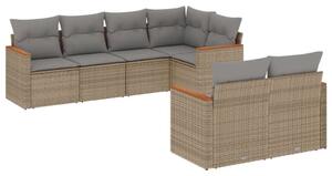 VidaXL 7 részes Polyrattan Kerti Ülőgarnitúra - Bézs