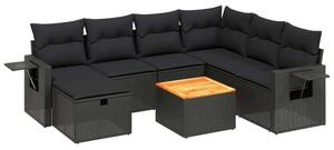VidaXL Polyrattan Kerti Ülőgarnitúra - 8 részes - Fekete