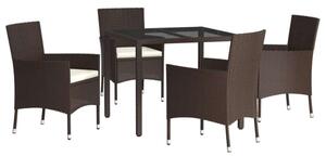 VidaXL Kerti Étkezőgarnitúra - 5 részes - Barna Poly Rattan