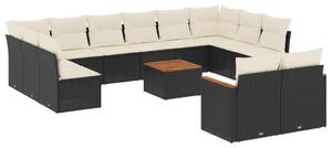VidaXL Polyrattan Kerti Ülőgarnitúra - 13 részes - Fekete