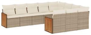 VidaXL Polyrattan Kerti Ülőgarnitúra - 10 részes - Bézs
