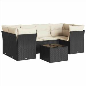 VidaXL Polyrattan Kerti Ülőgarnitúra - 7 részes - Fekete