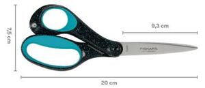 Olló, ifjúsági, 20 cm, balkezes, FISKARS, foltos pávakék (IF1067869)