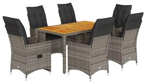 VidaXL Polyrattan Kerti Étkezőgarnitúra - 7 részes, Szürke