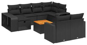 VidaXL Polyrattan Kerti Ülőgarnitúra - 11 részes - Fekete