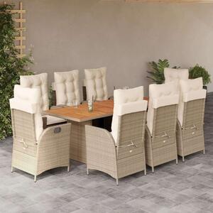 VidaXL Polyrattan Kerti Étkezőgarnitúra - 9 részes - Bézs