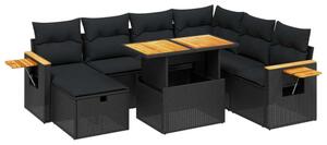 VidaXL Polyrattan Kerti Ülőgarnitúra - 8 részes - Fekete