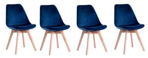 Skandináv stílusú bársony szék készlet BLUE GLAMOR 3+1 INGYEN!