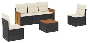VidaXL Polyrattan Kerti Ülőgarnitúra - 6 részes - Fekete