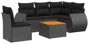 VidaXL Polyrattan Kerti Ülőgarnitúra - 6 részes - Fekete