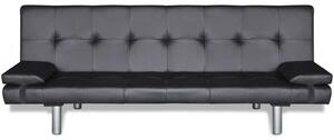 VidaXL fekete műbőr állítható kanapéágy két párnával