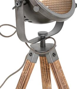 Ipari asztali lámpa állvány acél fa dönthető - Emado