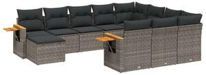 VidaXL Polyrattan Kerti Ülőgarnitúra - 11 részes - Szürke
