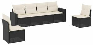 VidaXL Polyrattan Kerti Ülőgarnitúra - 6 részes - Fekete