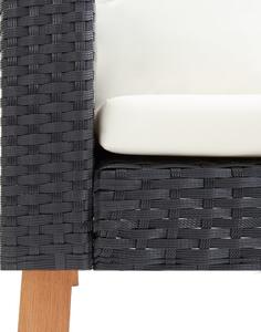 VidaXL háromszemélyes fekete polyrattan kerti kanapé párnákkal