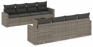 VidaXL Polyrattan Kerti Ülőgarnitúra - 9 részes - Szürke