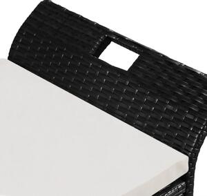 VidaXL fekete polyrattan tárolópad párnával 138 cm