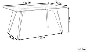 Modern Étkezőasztal Üveg Lappal 160 cm HUDSON