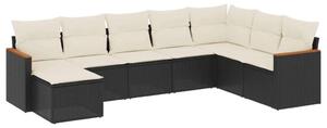 VidaXL Polyrattan Kerti Ülőgarnitúra - 8 részes - Fekete