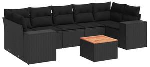 VidaXL 8 részes Polyrattan Kerti Ülőgarnitúra - Fekete