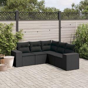 VidaXL 5 részes Kerti Kanapé szett - Fekete Polyrattan