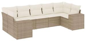 Polyrattan Kerti Ülőgarnitúra - 7 részes - Bézs