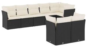VidaXL 8 részes Kerti Ülőgarnitúra - Fekete Polyrattan