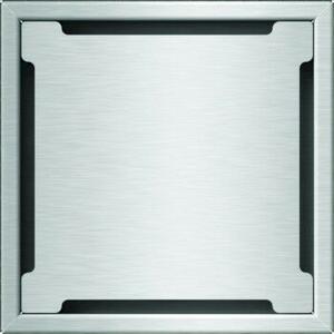 STAINLESS inox padlóösszefolyó – 200×200 mm, réses fedlap, függőleges kimenet DN110