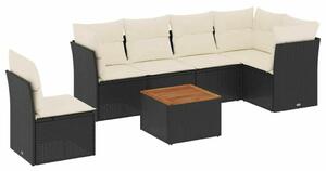 VidaXL Polyrattan Kerti Ülőgarnitúra - 7 részes - Fekete